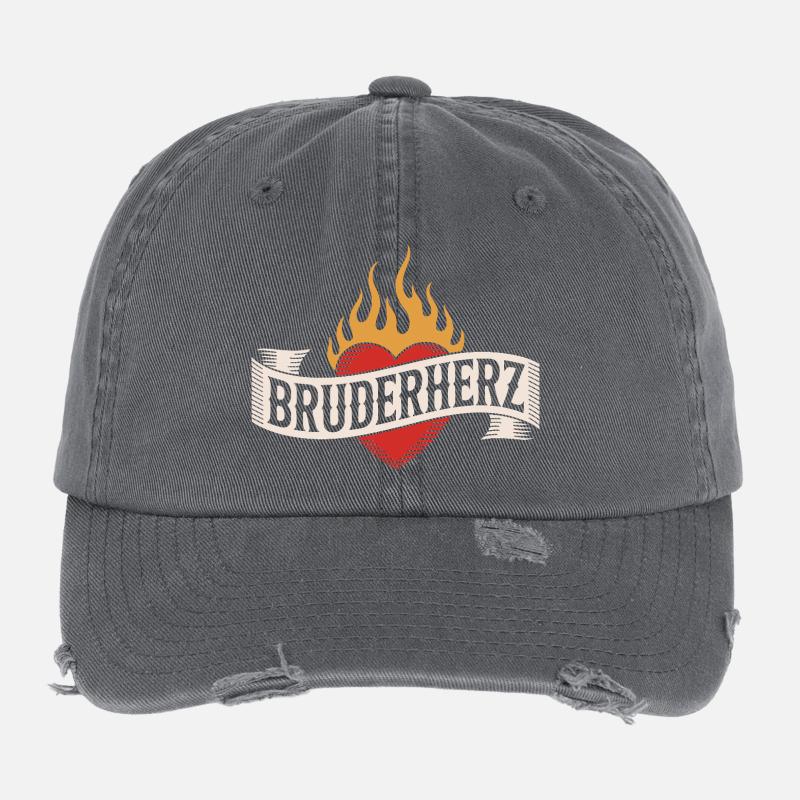 Bruderherz Brüder Großer Bro Spruch Kleiner Bruder Flexfit Vintage Destroyed Cap