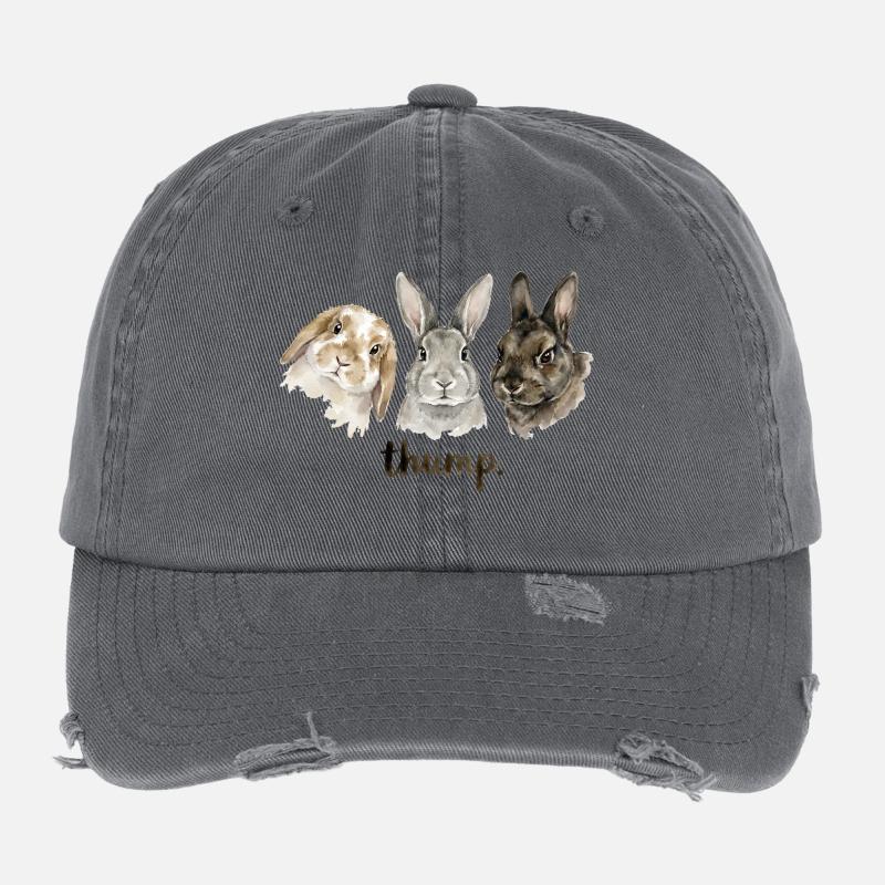 Fun rabbit knocking for rabbit lovers Flexfit Vintage Destroyed Cap