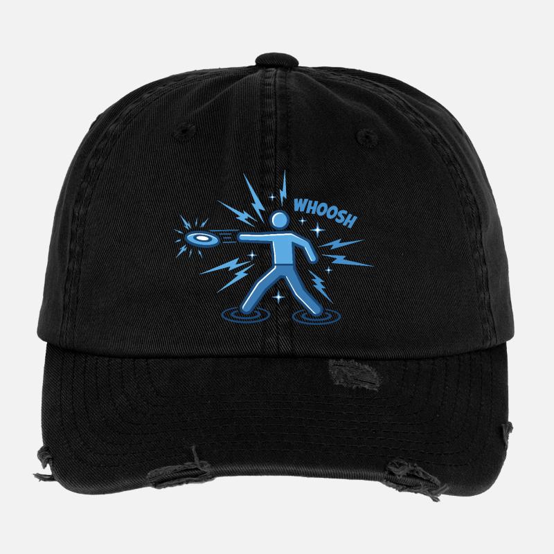 WHOOSH Lustiges Disc Golf Disc Golfer Fliegende Disc Flexfit Vintage Destroyed Cap