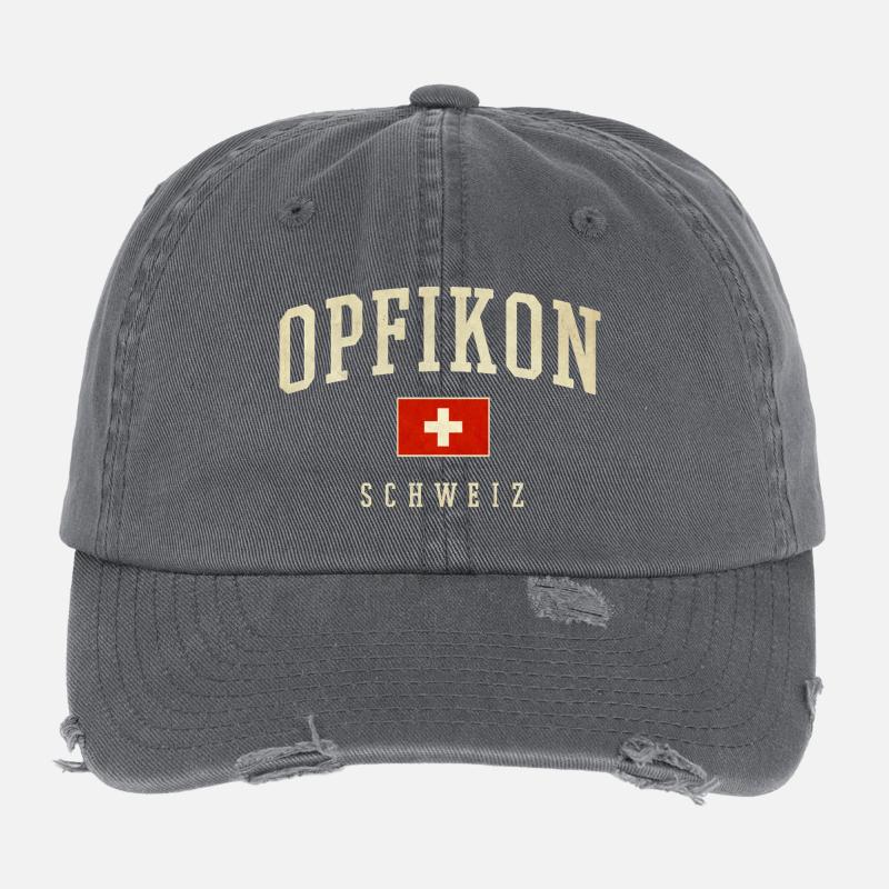 Opfikon Suisse Drapeau Vintage Casquette vintage effet usé Flexfit