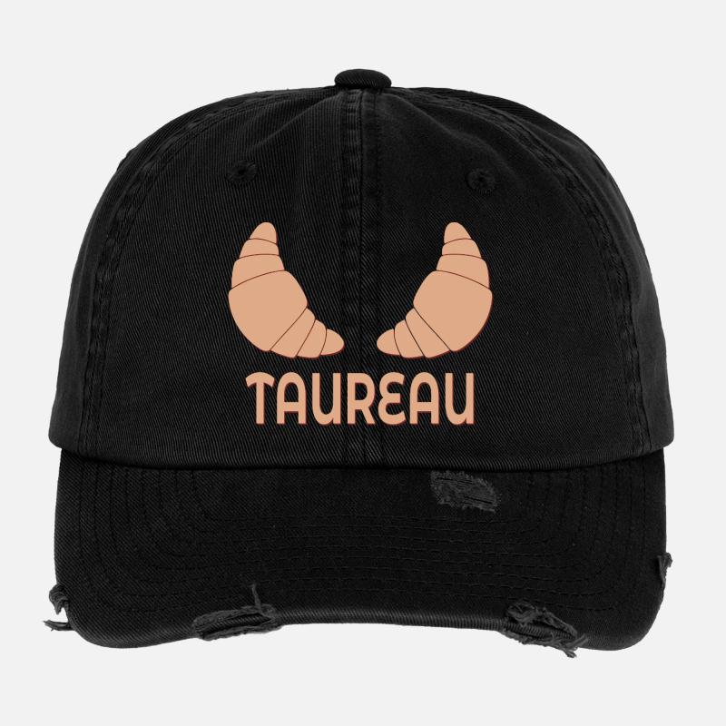 Taurus-Geburtstagscroissants Flexfit Vintage Destroyed Cap