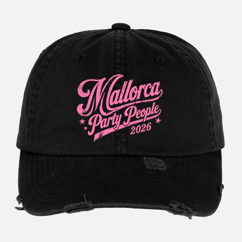 Malle 2026 Mallorca Party People 2026 Flexfit Vintage Destroyed Cap
