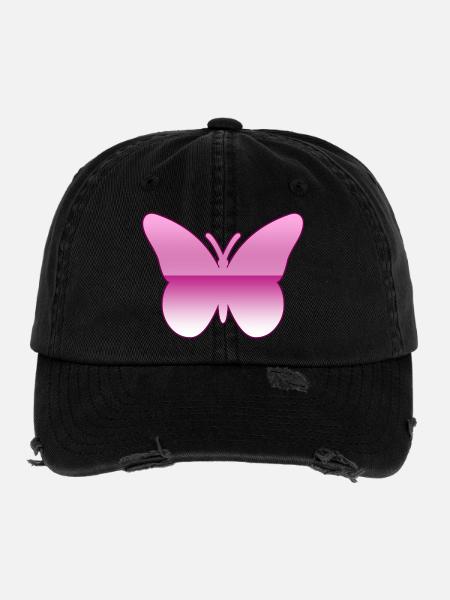 Schmetterling - Flexfit Vintage Destroyed Cap - Schwarz - Vorne
