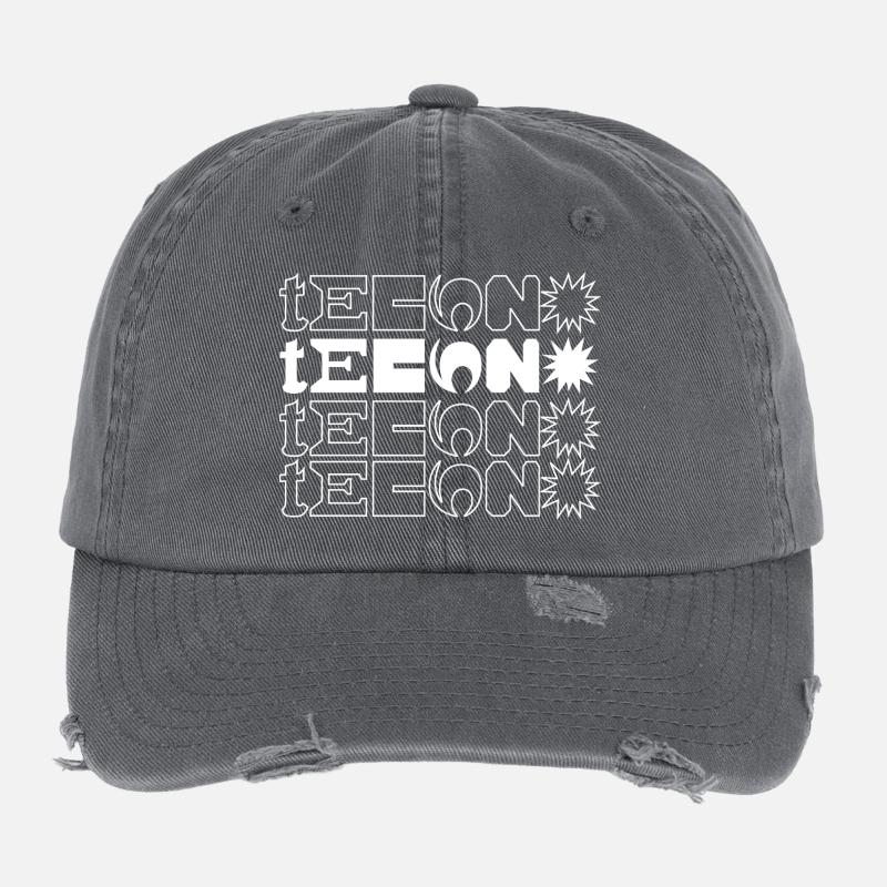 Geometric Techno Grid with Starbursts Flexfit Vintage Destroyed Cap