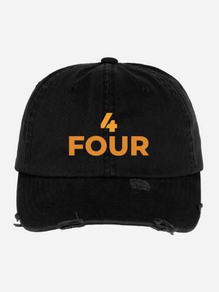 DESIGN CHIFFRE 4  ET LETTRES TYPOGRAPHY - Casquette vintage effet usé Flexfit - noir - Devant