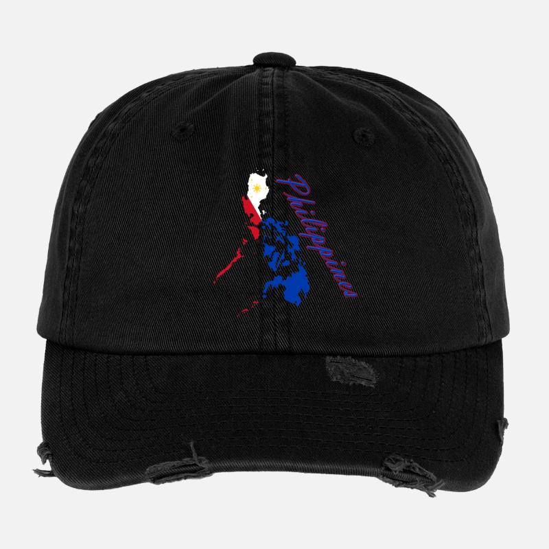 Philippinen Flaggenkarte Script Flexfit Vintage Destroyed Cap