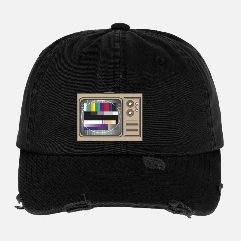Retro TV Testbild Muster Flexfit Vintage Destroyed Cap