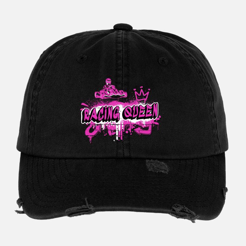 Racing Queen Go Kart Design Flexfit Vintage Destroyed Cap