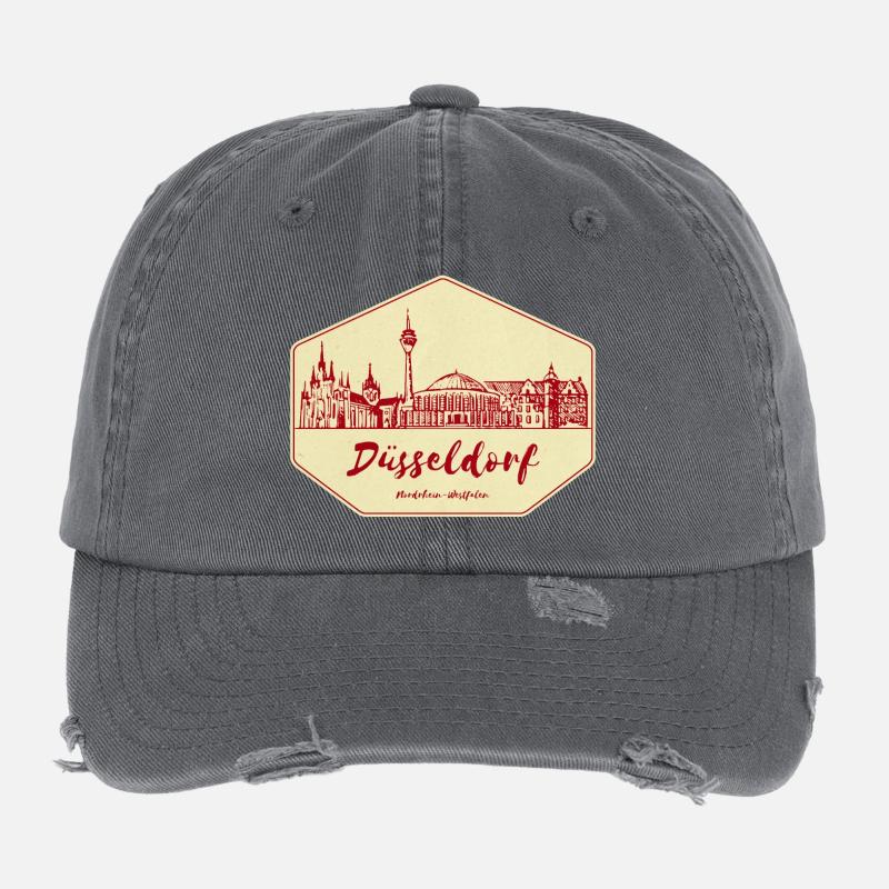 Düsseldorf Skyline Badge Flexfit Vintage Destroyed Cap