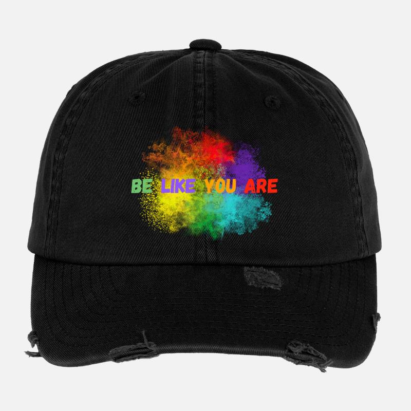 Bunte Farbexplosion mit Inspirational Text - Flexfit Vintage Destroyed Cap - Schwarz
