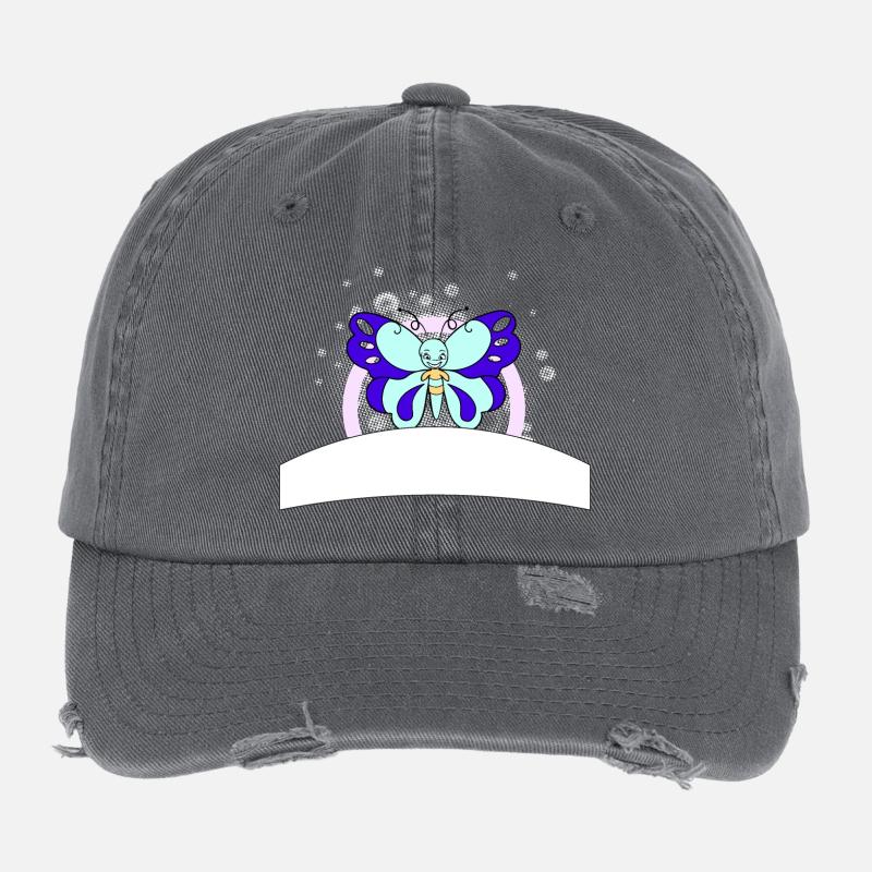 Papillon coloré avec champ d’écriture Casquette vintage effet usé Flexfit