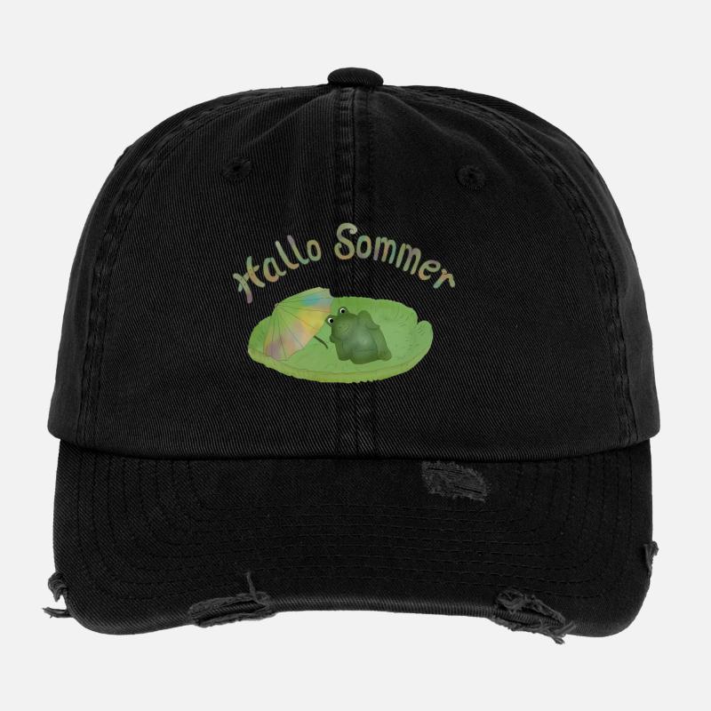 Hallo Sommer - Flexfit Vintage Destroyed Cap - Schwarz