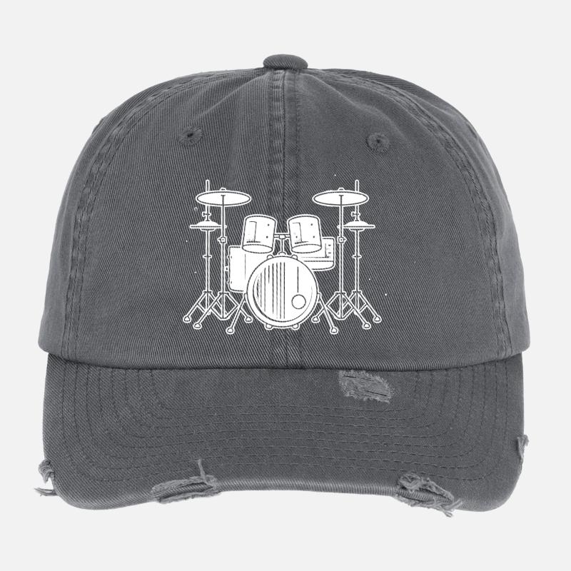 Drum Set Drawing Flexfit Vintage Destroyed Cap