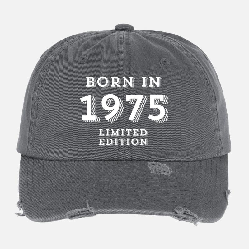 born in 1975, année de naissance Casquette vintage effet usé Flexfit