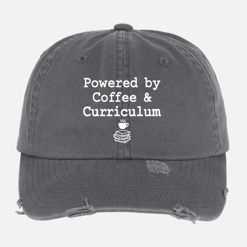 Powered by Coffee & Curriculum Kaffee Statement Flexfit Vintage Destroyed Cap