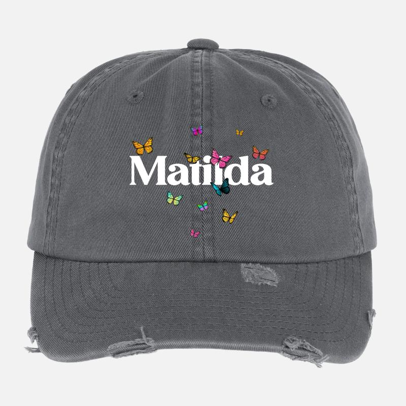 Schöner Mädchenname mit Schmetterlingen MATILDA Flexfit Vintage Destroyed Cap
