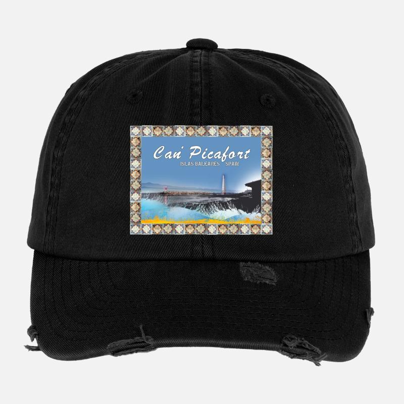 Can Picafort Illustration côtière Casquette vintage effet usé Flexfit