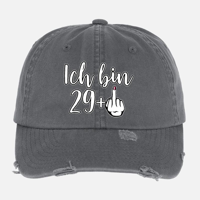 Ich bin 29+ Freigeist Mittelfinger 30. Geburtstag Flexfit Vintage Destroyed Cap