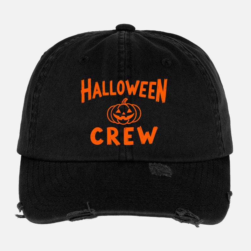 Halloween Crew Pumpkin Head Troop Flexfit Vintage Destroyed Cap