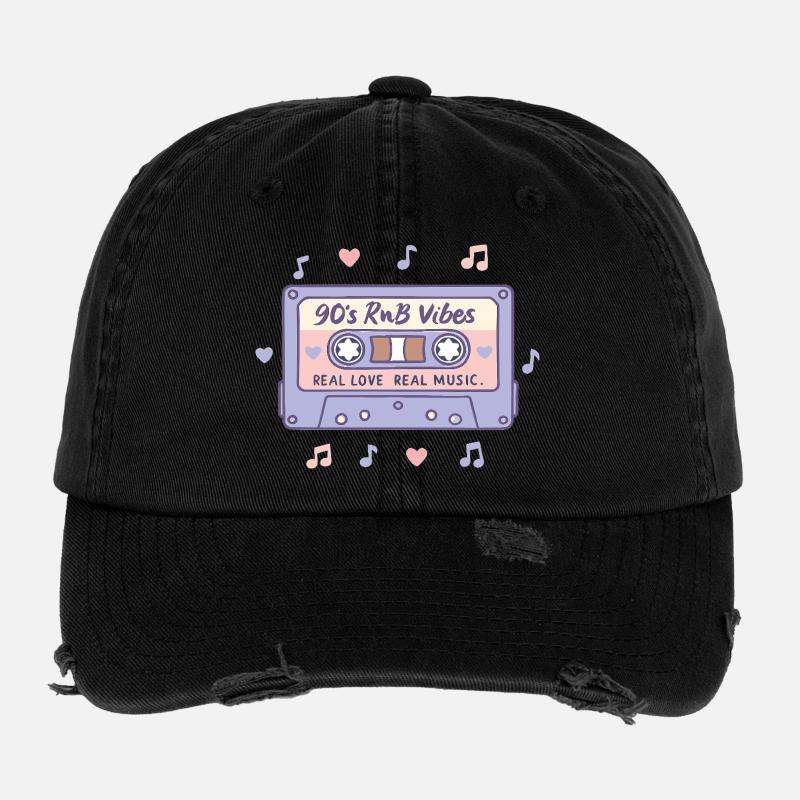 Cassette RnB Vibes des années 90 – Musique rétro Nostalgie Casquette vintage effet usé Flexfit