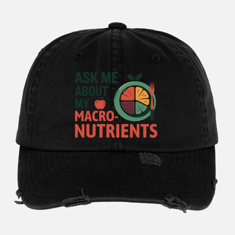 Ask Me About My Macronutrients Dietitian Expert  Flexfit Vintage Destroyed Cap