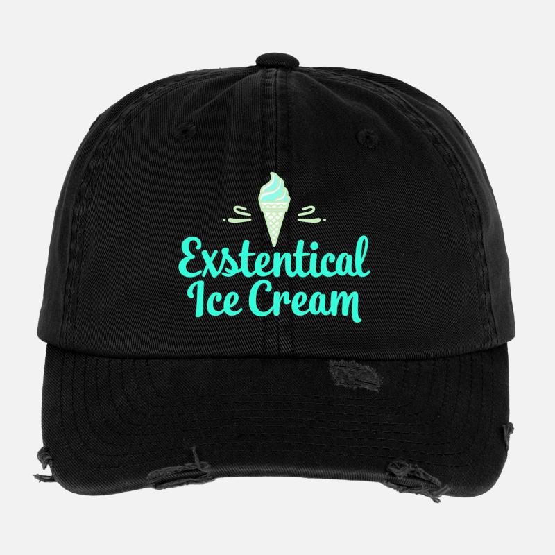 Existenzielle Eiscreme Lustiger Spruch Eis Waffel Flexfit Vintage Destroyed Cap