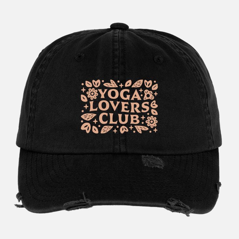 Yoga lovers club group class beige aesthetic Flexfit Vintage Destroyed Cap
