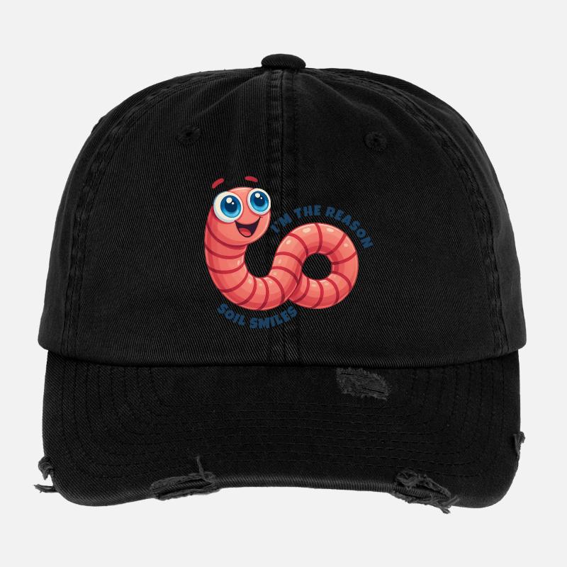 Cheerful Earthworm Flexfit Vintage Destroyed Cap