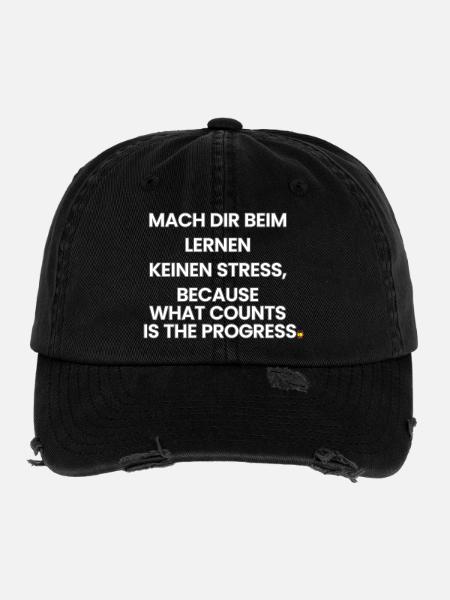Deutsch-Englisch-Reim 1 (Ver. A) - Flexfit Vintage Destroyed Cap - Schwarz - Vorne