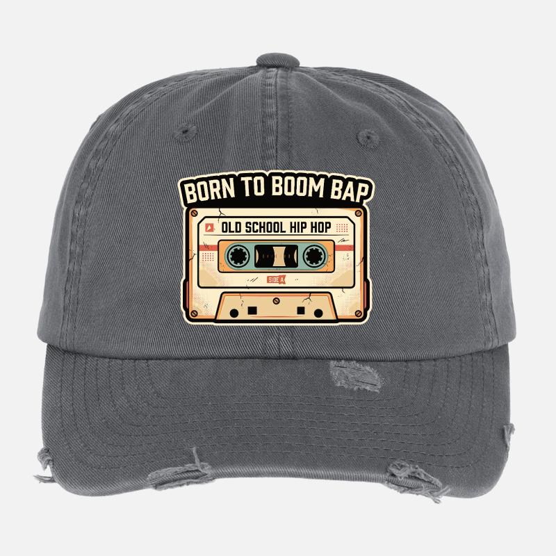 Old School Hip Hop Cassette Retro Design Flexfit Vintage Destroyed Cap