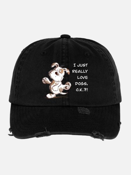 Le chien adore dire dessiner un chien drôle - Casquette vintage effet usé Flexfit - noir