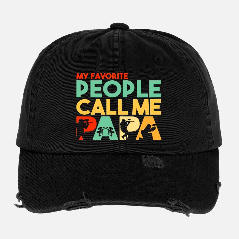 Paintball Papa Retro Hobbyist Silhouette Art Flexfit Vintage Destroyed Cap