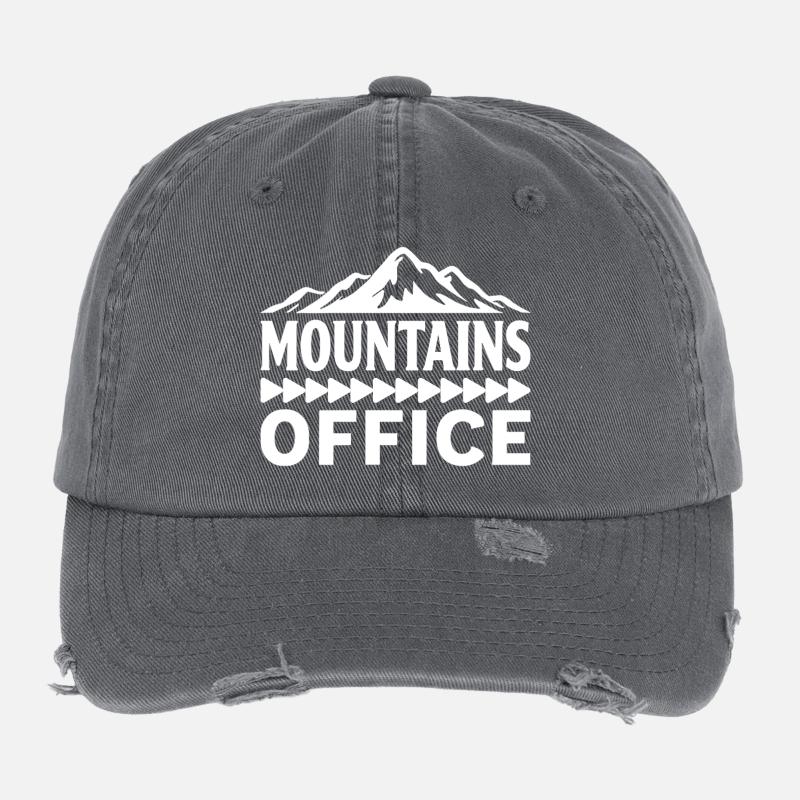 Mountains Office Mountain Lovers Adventure Flexfit Vintage Destroyed Cap