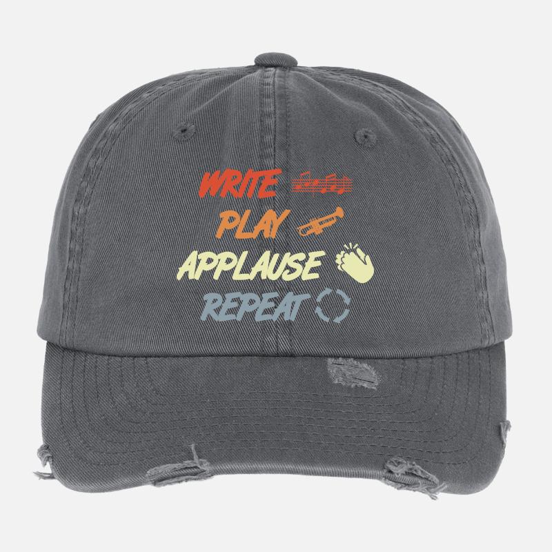 Écrire, Jouer, Applaudir, répéter Casquette vintage effet usé Flexfit