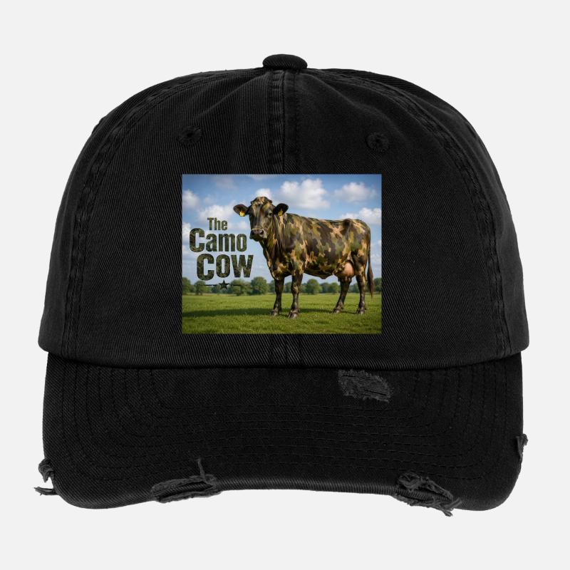 Vache camouflage dans la prairie Casquette vintage effet usé Flexfit