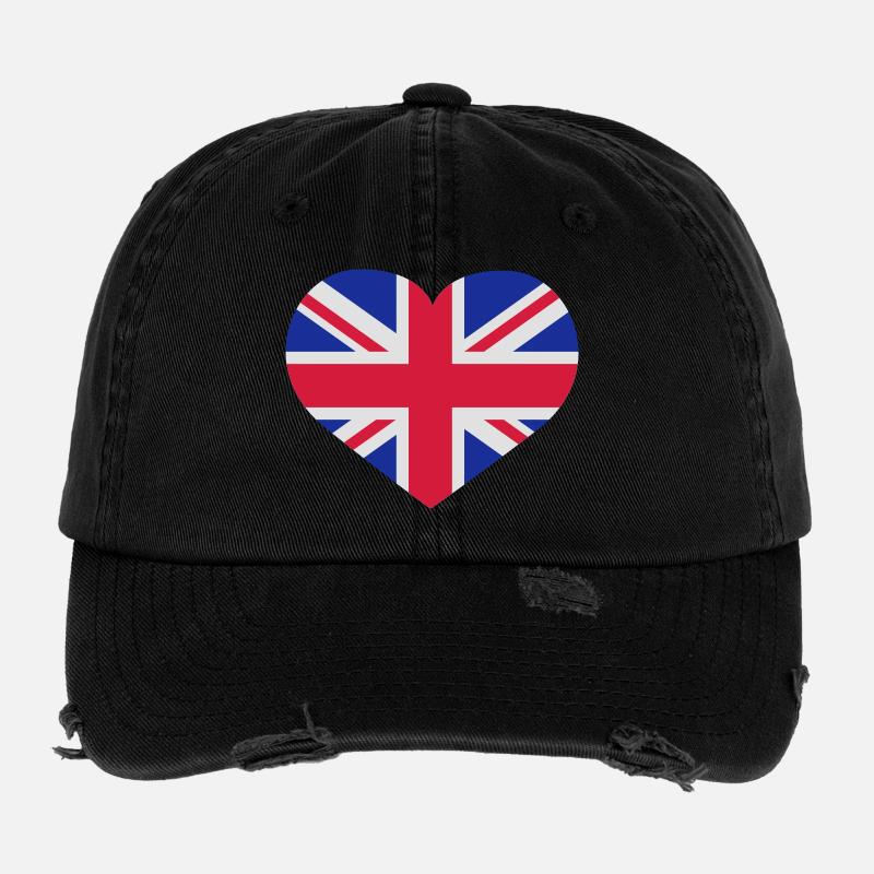 UK England Herz Flexfit Vintage Destroyed Cap