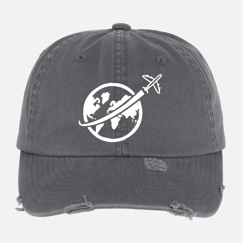 Avion avec globe-globe Casquette vintage effet usé Flexfit