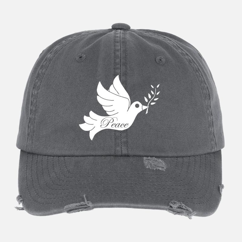 Oiseau blanc de la paix Casquette vintage effet usé Flexfit