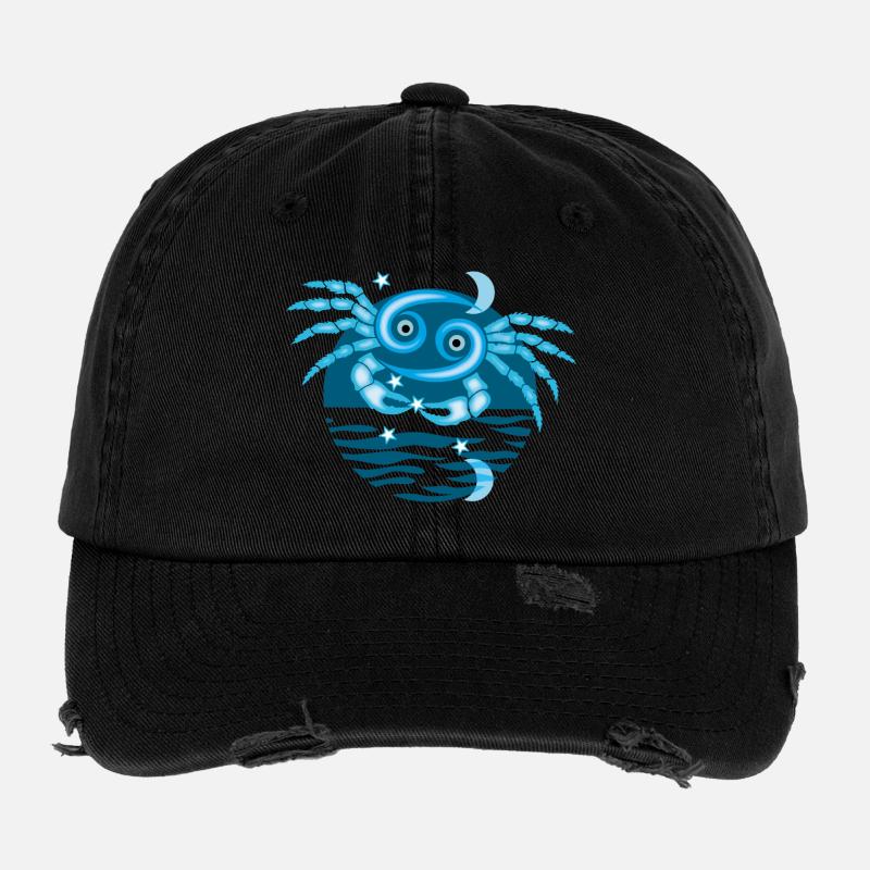 Zeichen des Krebs-Tierkreises Flexfit Vintage Destroyed Cap