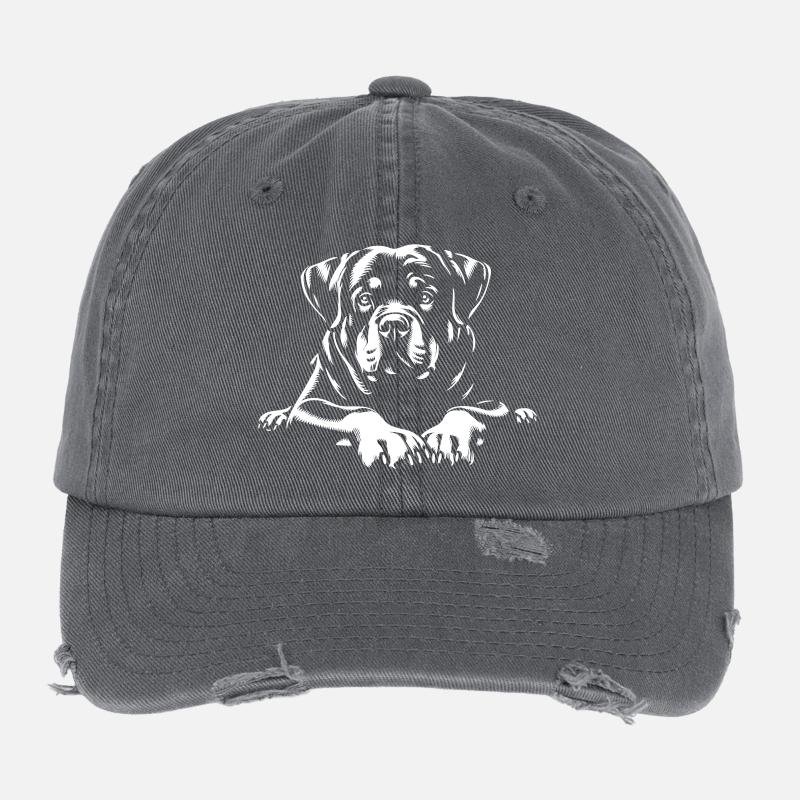 Rottweiler "Black Edition" Flexfit Vintage Destroyed Cap