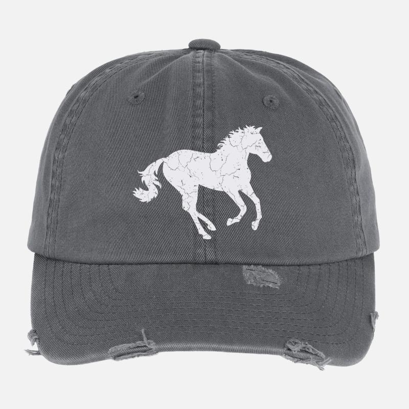 Cheval blanc au galop Casquette vintage effet usé Flexfit