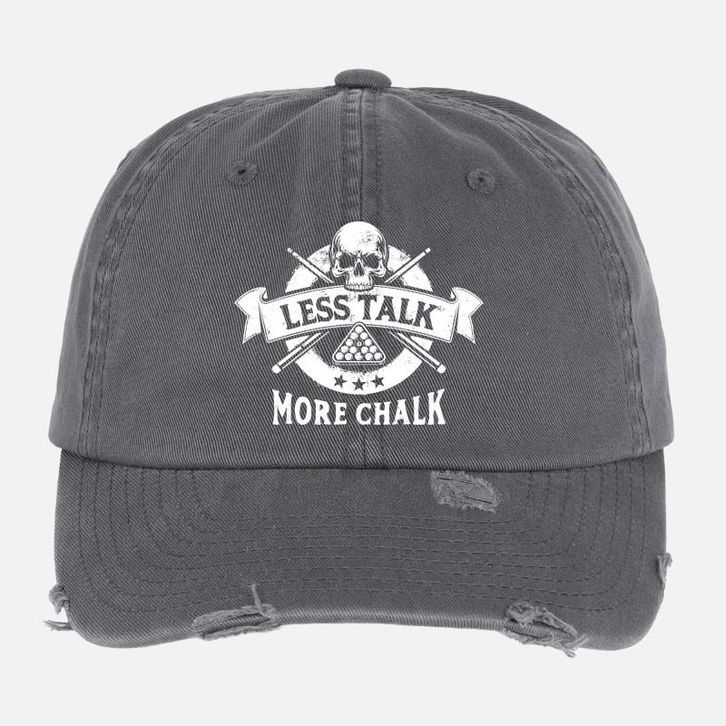 Moins de paroles, plus de craie. Proverbe de billard, cadeau Casquette vintage effet usé Flexfit
