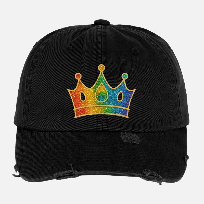 Couronne arc-en-ciel glamour avec effet pailleté Casquette vintage effet usé Flexfit