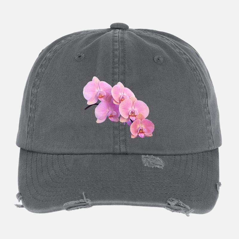 Rosa Orchidee Isolierte Clipart Flexfit Vintage Destroyed Cap