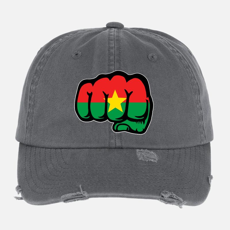 Burkina Faso Flagge Faust Flexfit Vintage Destroyed Cap