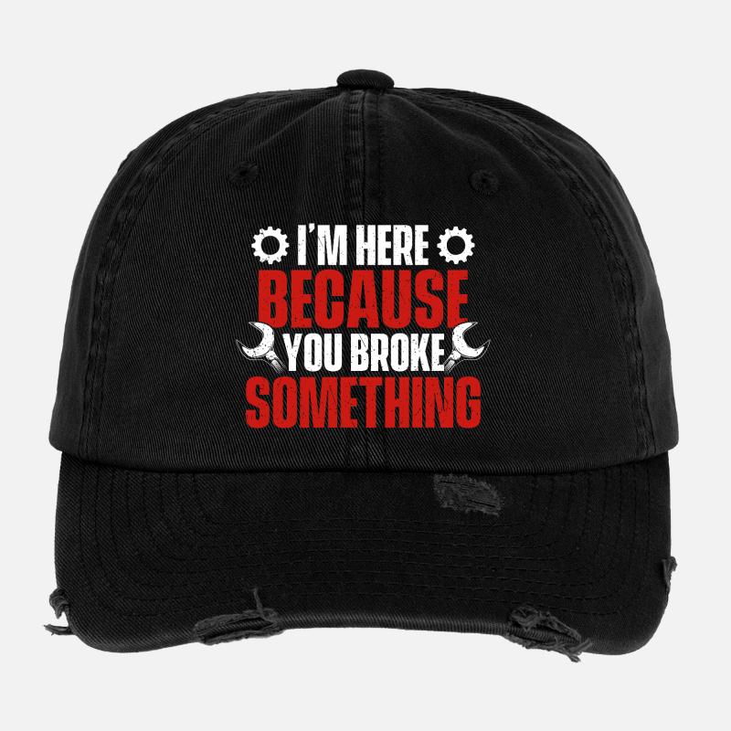 Ich bin hier, weil du etwas kaputt gemacht hast Ingenieur Flexfit Vintage Destroyed Cap