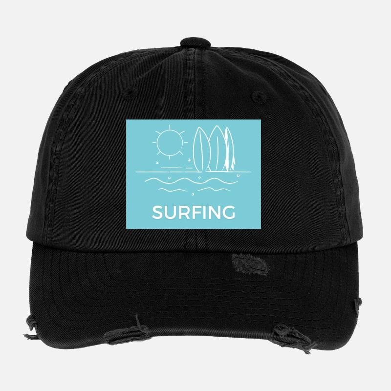 Surfing on the beach Sunny summer Flexfit Vintage Destroyed Cap