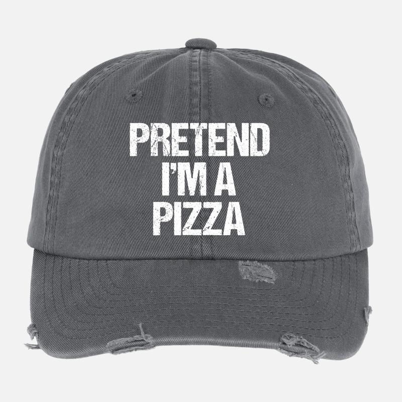 Pretend I'm A Pizza Funny Lazy Halloween Costume Flexfit Vintage Destroyed Cap
