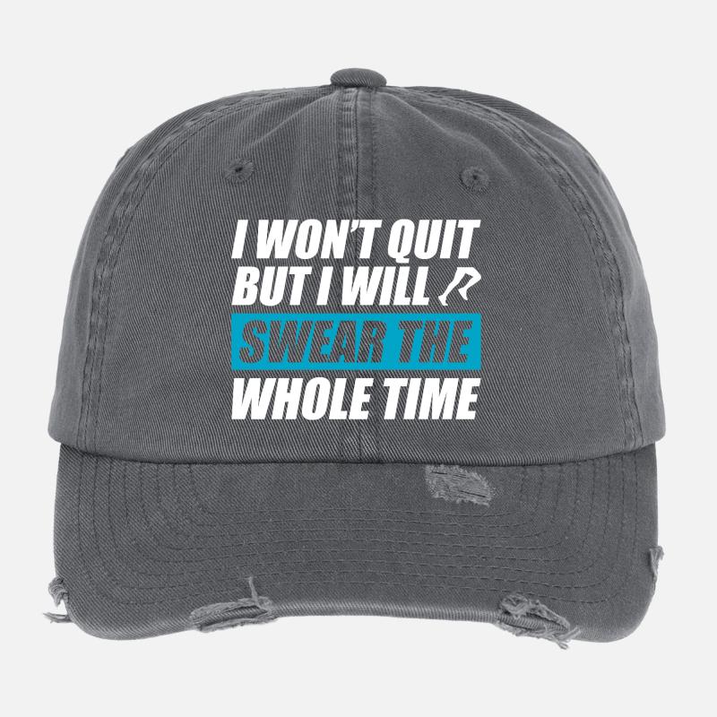 I won't quit funny running jogging runner Flexfit Vintage Destroyed Cap