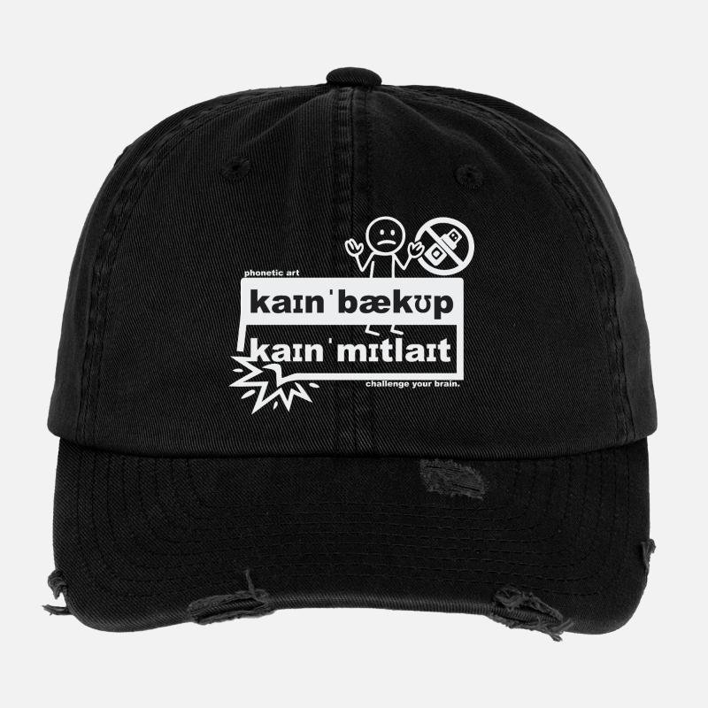 No backup, no pity - phonetic art - Flexfit Vintage Destroyed Cap - black